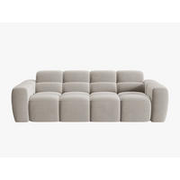 SOFA Lisa aus Samt leichtes beige 4 Sitzplätze - Creme, Textil (256/77/101cm) - Micadoni