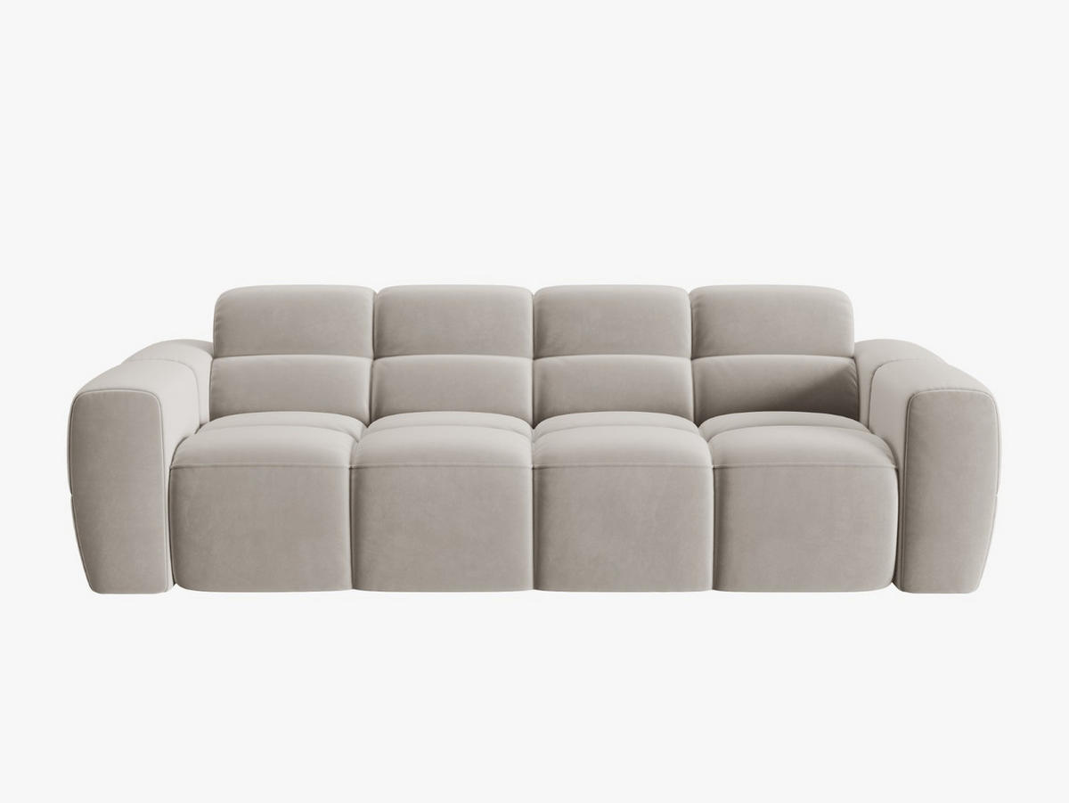 SOFA Lisa aus Samt leichtes beige 4 Sitzplätze - Creme, Textil (256/77/101cm) - Micadoni