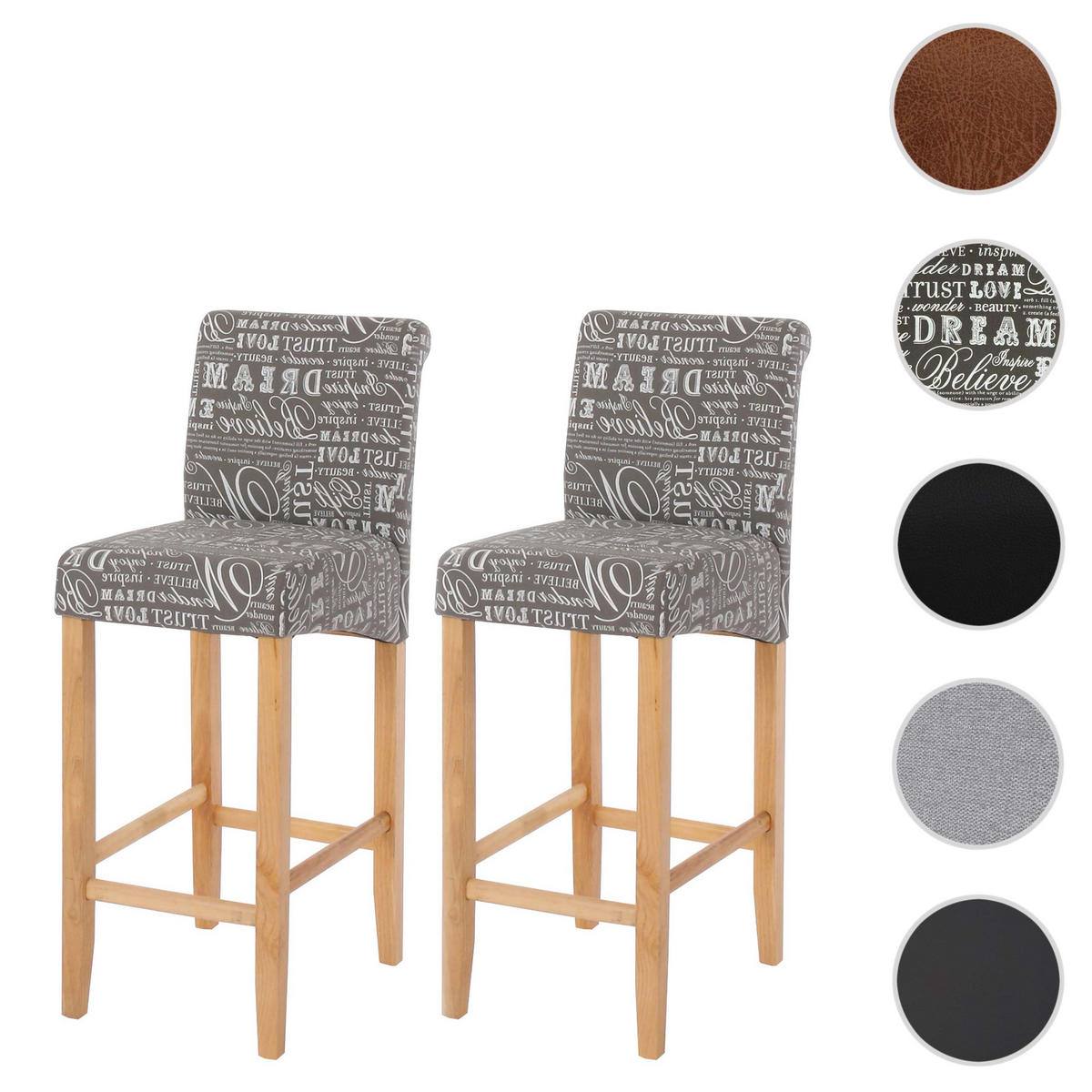 BARHOCKER Grau 2er-Set - Grau, Textil (39/105/53cm) - MCW