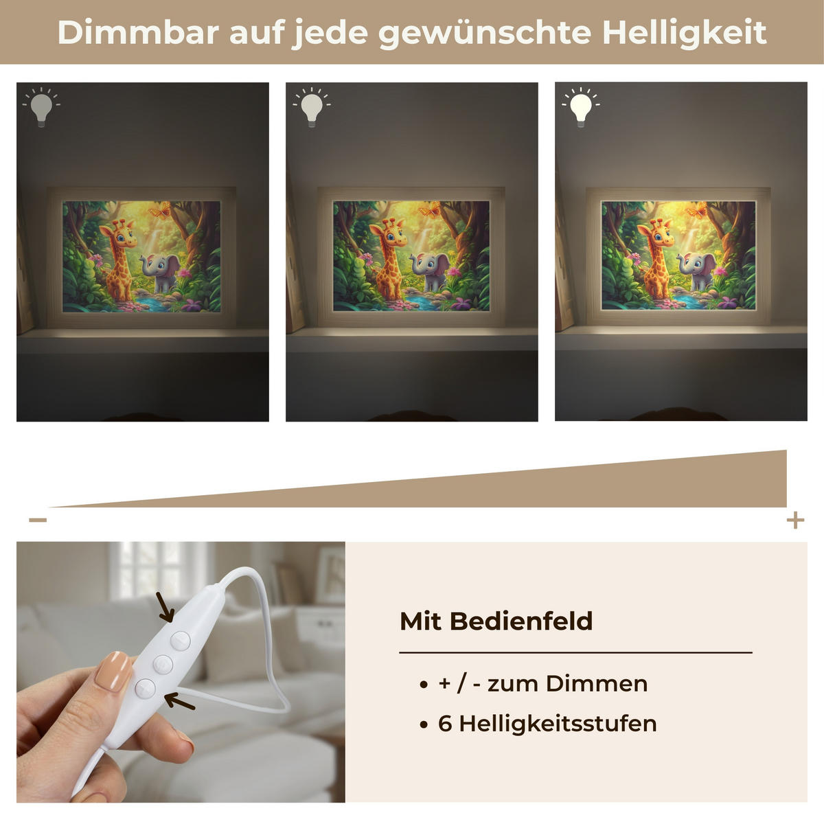 WANDLEUCHTE Giraffe - Elefant - Blumen - Dschungel 20x15 cm - Grün, Holzwerkstoff (20/15/8cm) - OnlyWow