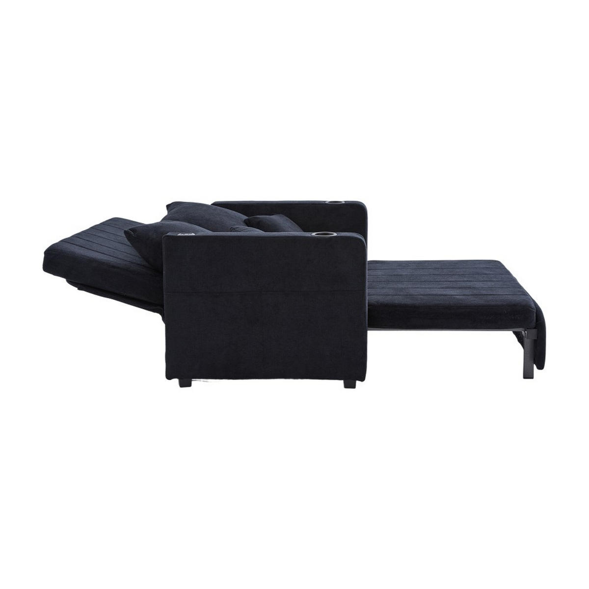 SCHLAFSOFA Zweisitzer mit Schlaffunktion,ausziehbar,Chenille,Schwarz - Schwarz, Textil (73/83/139cm) - LVHOM