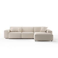 ECKSOFA RANI Cremeweiß Cord - Creme/Schwarz, Kunststoff/Textil (299/189cm) - KAWOLA