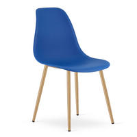 ESSZIMMERSTUHL KALEO blauer Sitz, natürliche Beine - Blau/Naturfarben, Kunststoff (46/84/51cm) - Valora