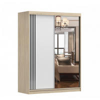 SCHIEBETÜRENSCHRANK - Lara 07 (Sonoma + Weiß) - Weiß/Sonoma Eiche, Holzwerkstoff/Metall (150/200/61cm) - Möblo