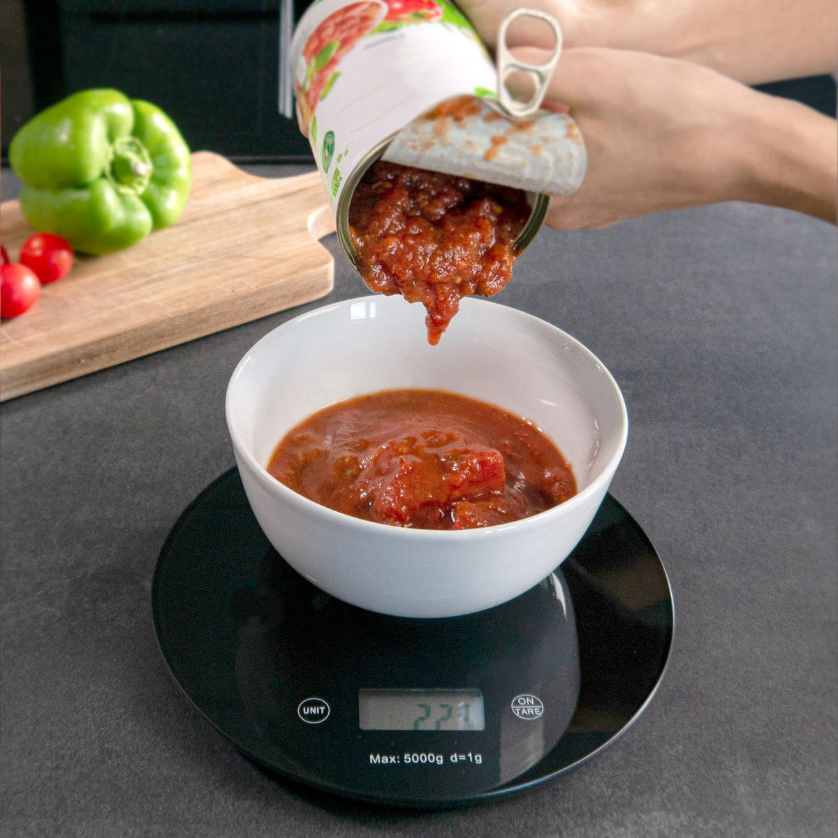 KÜCHENWAAGE mit LCD Display - Schwarz, Glas (20/1.6/20cm) - Intirilife