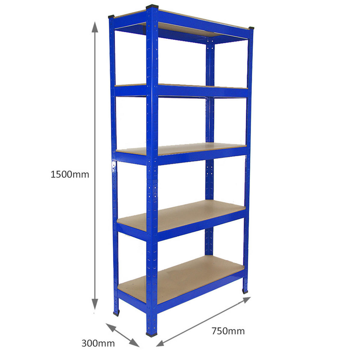 LAGERREGAL 4 x T-Rax 75cm Blau mit Gratis Gummihammer - Blau, Metall (75/150/30cm) - Monstershop
