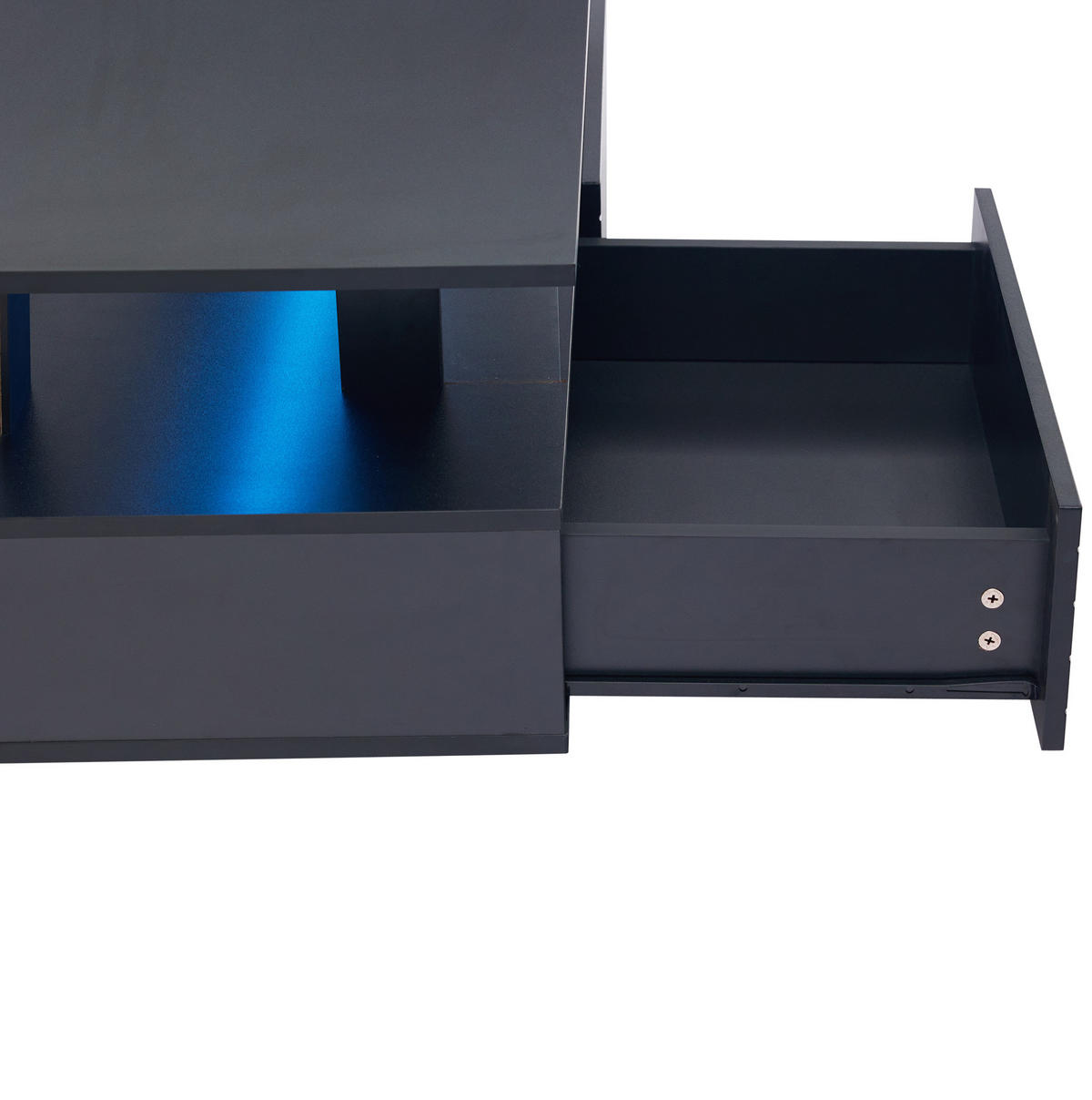 COUCHTISCH aus Acryl 100x50x42 cm Schwarz mit LED-Beleuchtung, App-Steuerung und 2 Schubladen - Schwarz, Holzwerkstoff (100/50/42.5cm) - Modfu