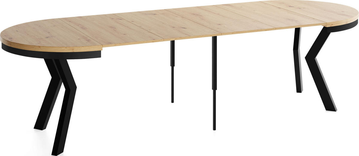 ESSTISCH Savio Neo rund ausziehbar verlängerbar XXL, Eiche Artisan Hellbraun 100-300/100/77 cm - Schwarz/Eiche Artisan, Holz/Holzwerkstoff (100/100/77cm) - WFL GROUP