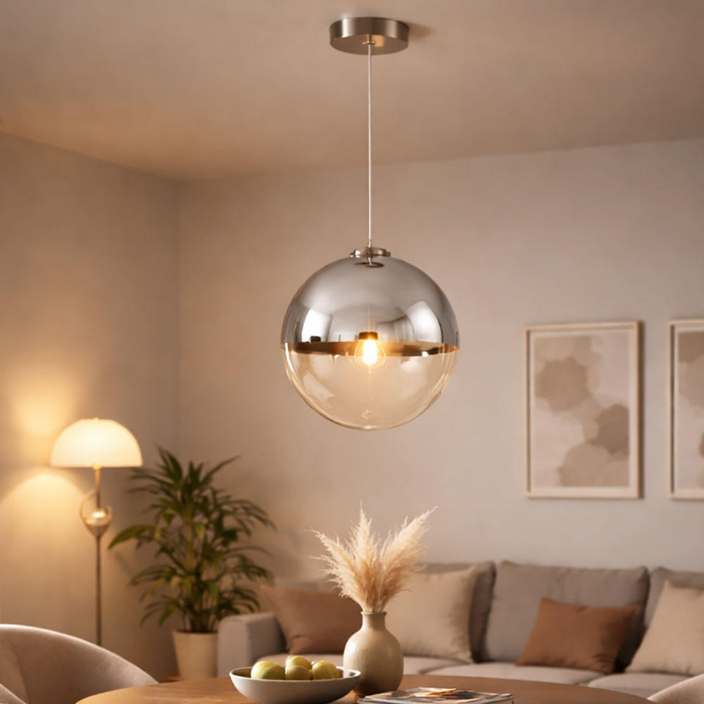 LED HÄNGELAMPE VARUS Silber Transparent - Silberfarben, Glas (30/30/120cm) - Globo Lighting