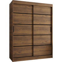 ŠATNÍ skříň s posuvnými dveřmi 200/150/62 2dveřová - černá/hnědá, dřevo/plast (150/200/62cm)