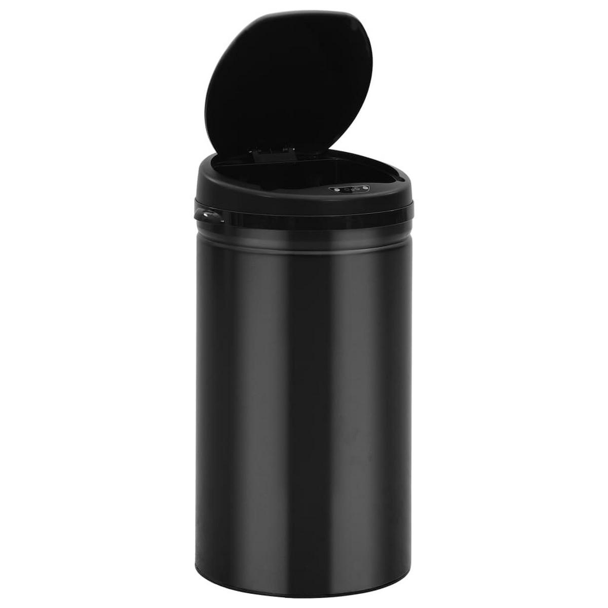 MÜLLEIMER mit Sensor 50L Schwarz Abfalleimer Automatik - Schwarz, Metall (30.5/81.5/30.5cm) - DELUKE