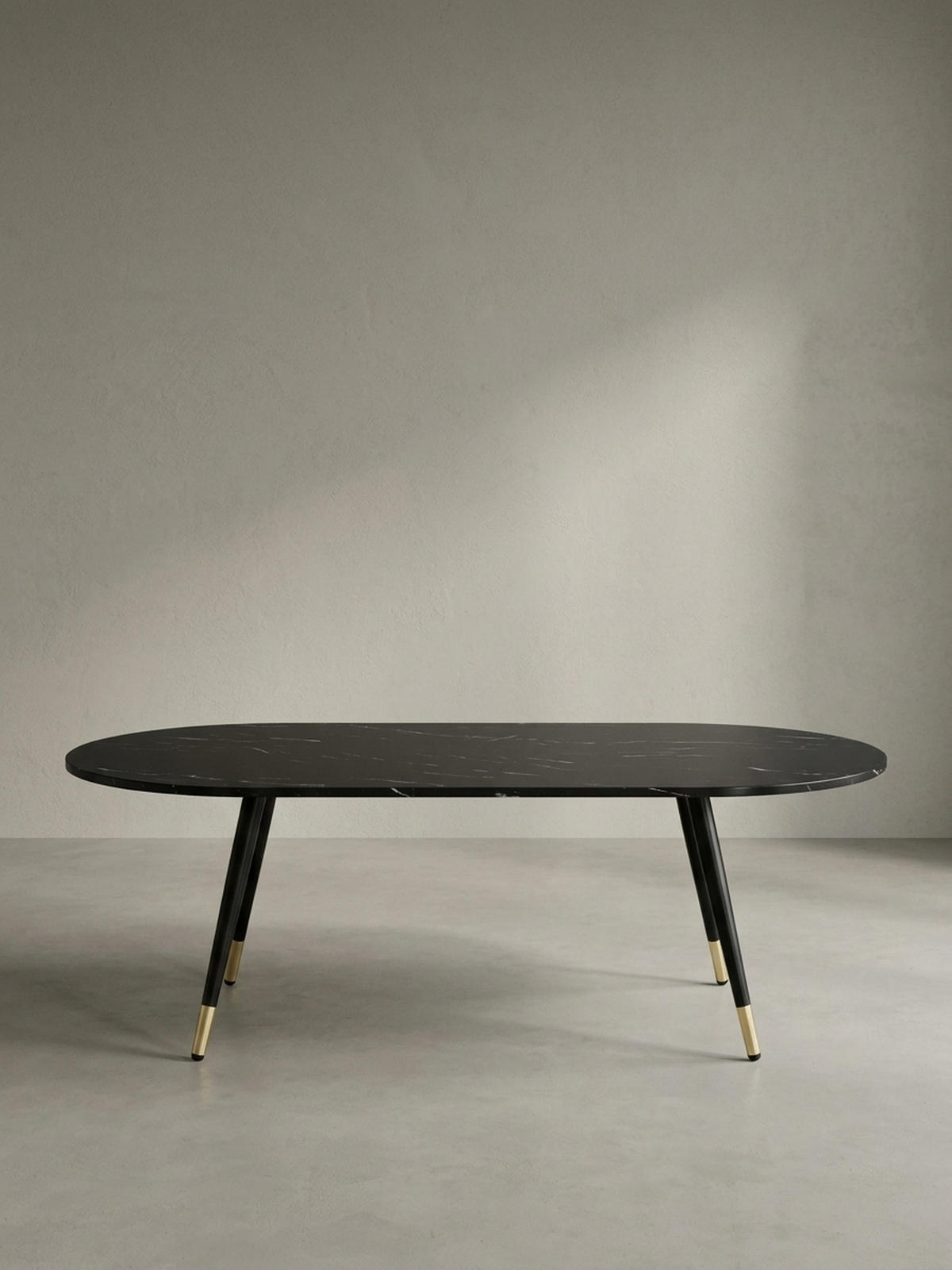 COUCHTISCH oval in Marmor-Optik – mit Metallgestell im modernen Design, Schwarz 120x60x42 cm - Goldfarben/Schwarz, Holzwerkstoff/Metall (60/120/42cm) - KADIMA DESIGN