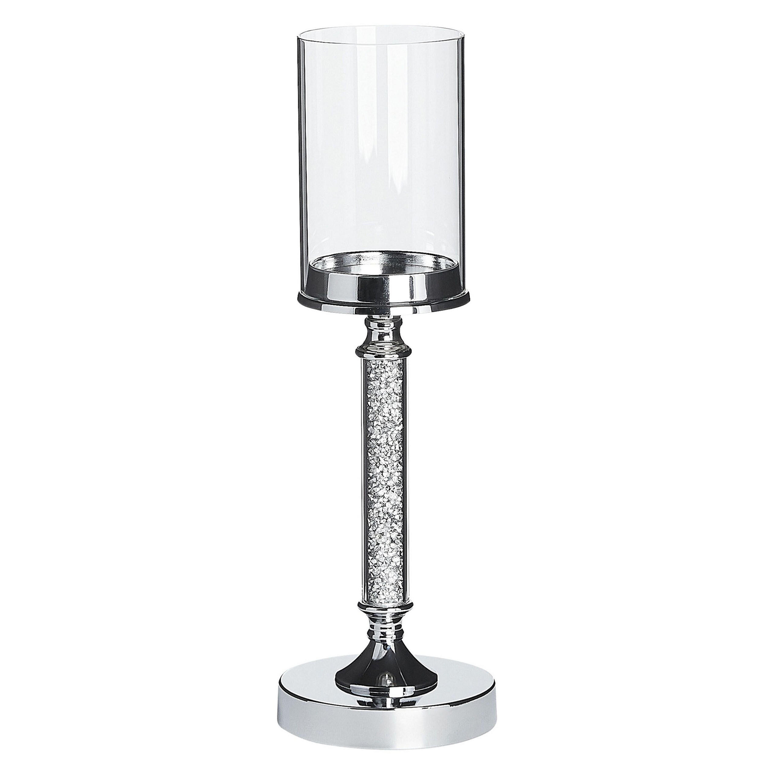 KERZENSTÄNDER Silber Abbeville - Silberfarben, Glas (13/41/13cm) - Beliani