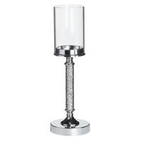 KERZENSTÄNDER Silber Abbeville - Silberfarben, Glas (13/41/13cm) - Beliani