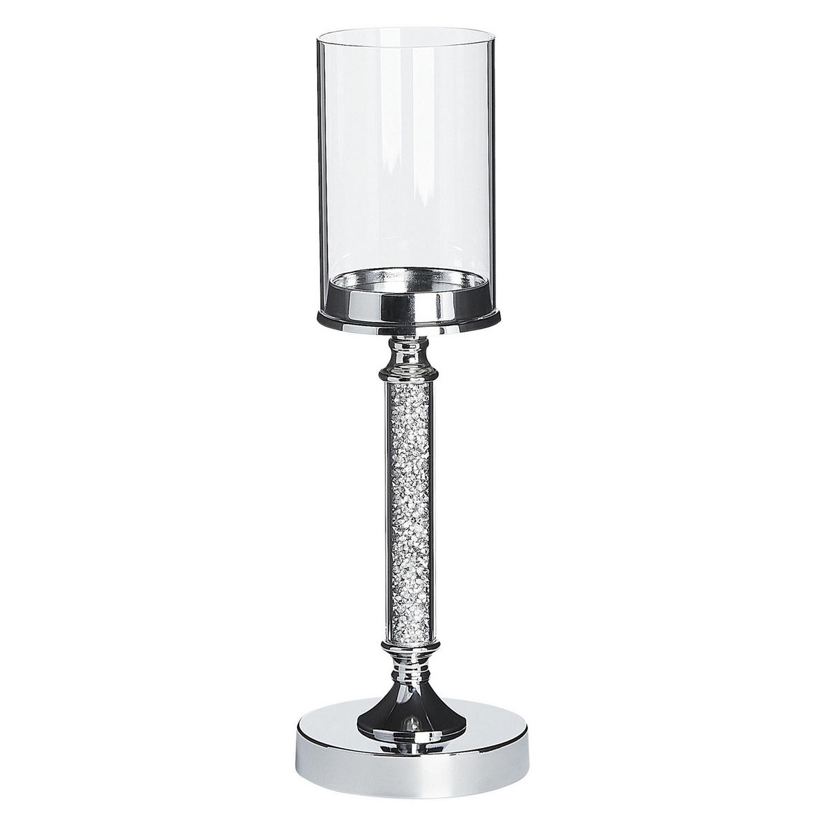 KERZENSTÄNDER Silber Abbeville - Silberfarben, Glas (13/41/13cm) - Beliani
