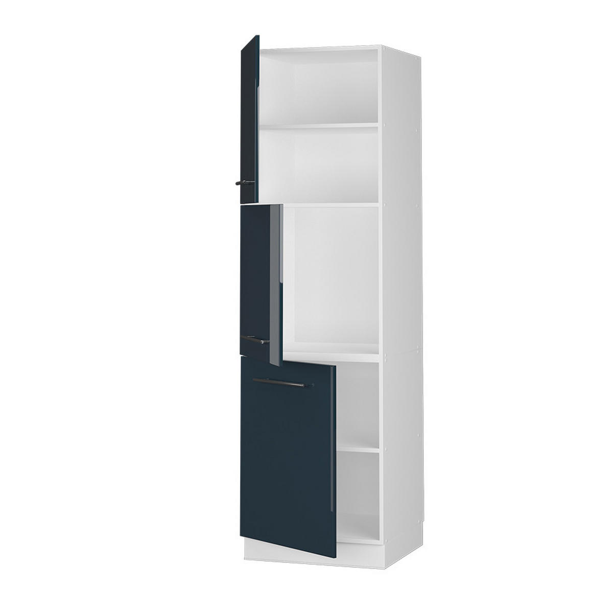 HERDUMBAUSCHRANK Fame-Line Dunkelblau Hochglanz 60 cm - Weiß/Dunkelblau, Holzwerkstoff (60/206.8/58cm) - Vicco