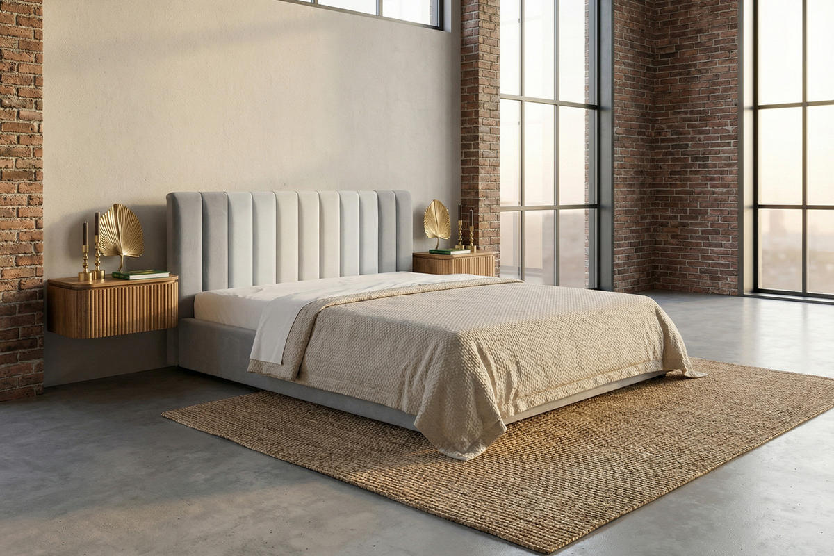 POLSTERBETT CATTURA Grau Velvet - Grau, Textil (200/200cm) - KAWOLA