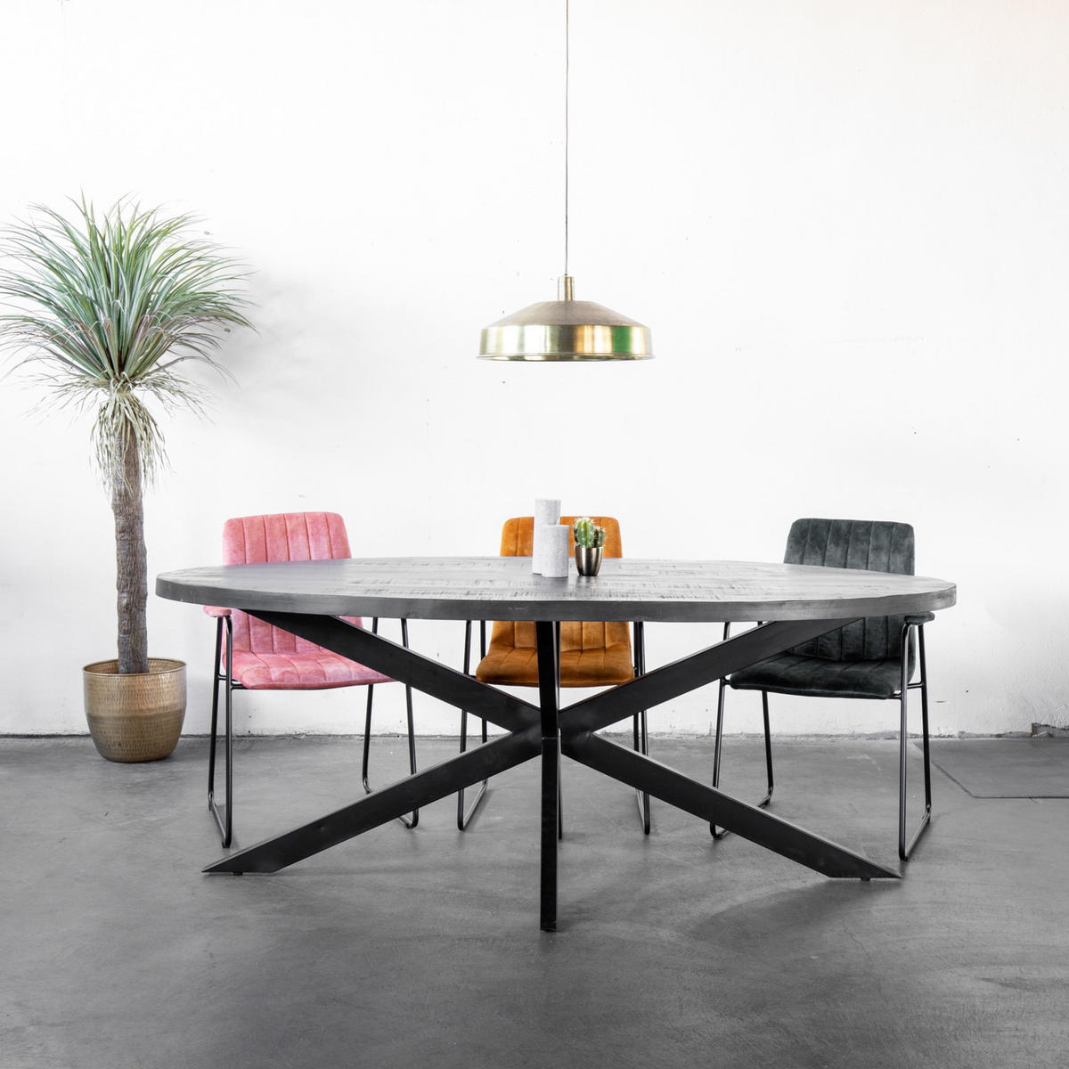 ESSTISCH oval aus Mangoholz 180cm, schwarz - Schwarz, Holz (180/100/76cm) - Giga Meubel