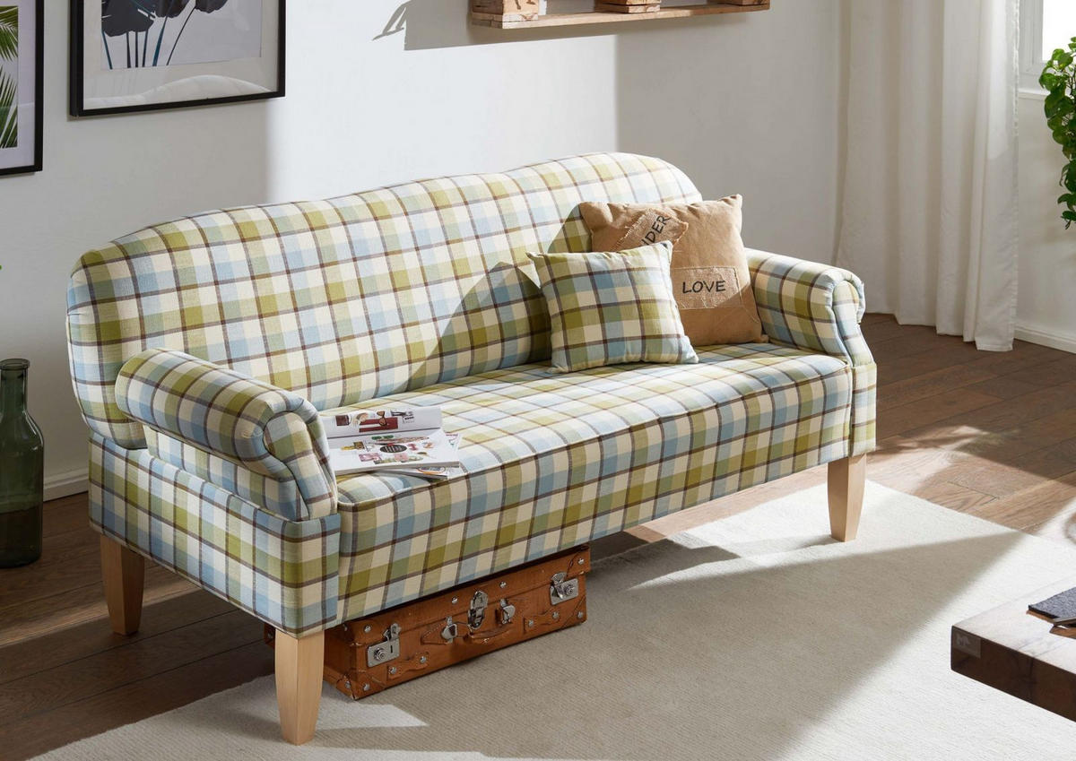 KÜCHENSOFA 188x78x97 hell kariert EDINBURGH - Multicolor/Grün, Kunststoff (188/97/78cm) - Massivmoebel24