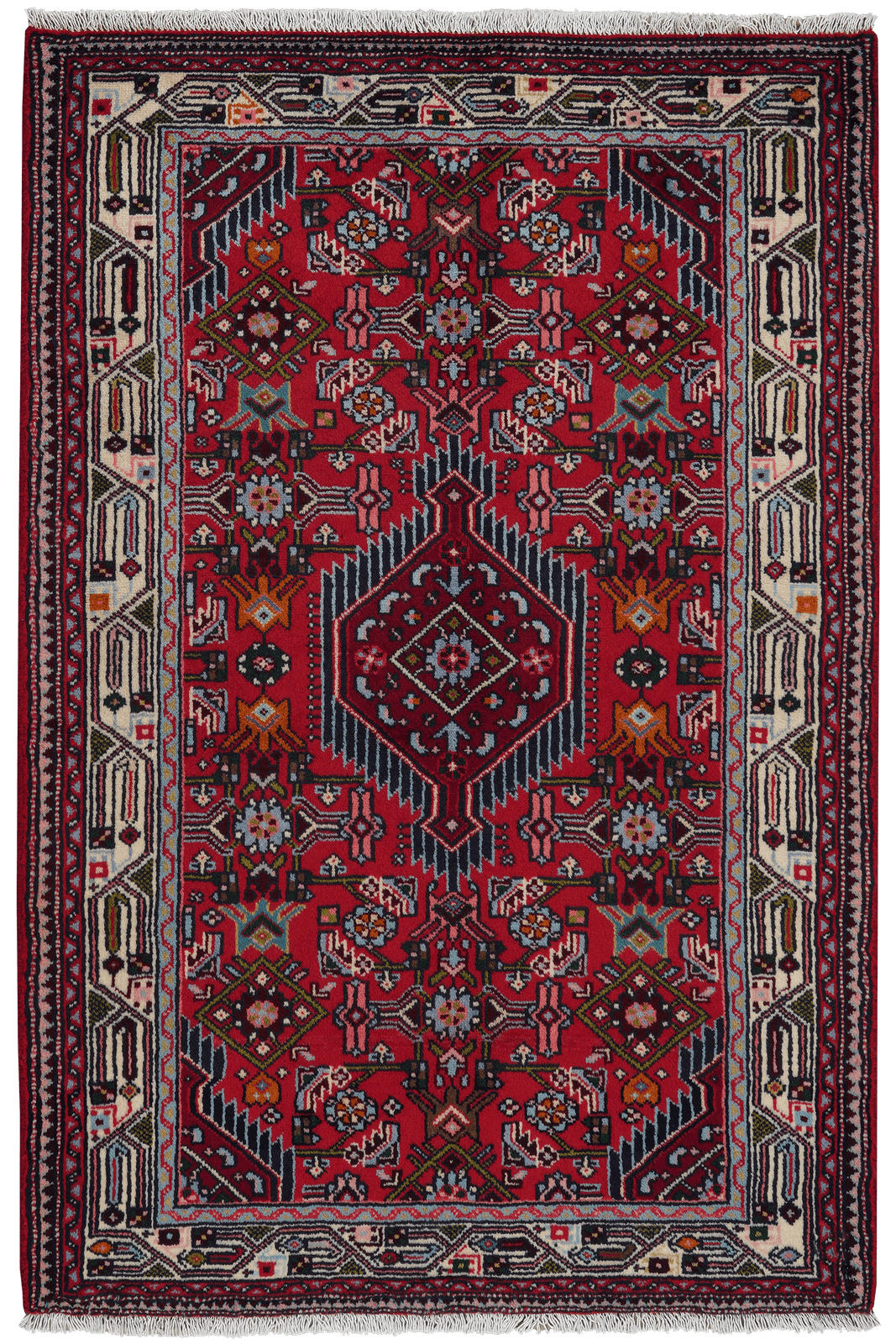 ORIENTTEPPICH handgeknüpft Assadabad Rot 154/102 cm Schurwolle - Rot, Textil (102/154cm) - Looma