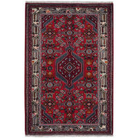 ORIENTTEPPICH handgeknüpft Assadabad Rot 154/102 cm Schurwolle - Rot, Textil (102/154cm) - Looma