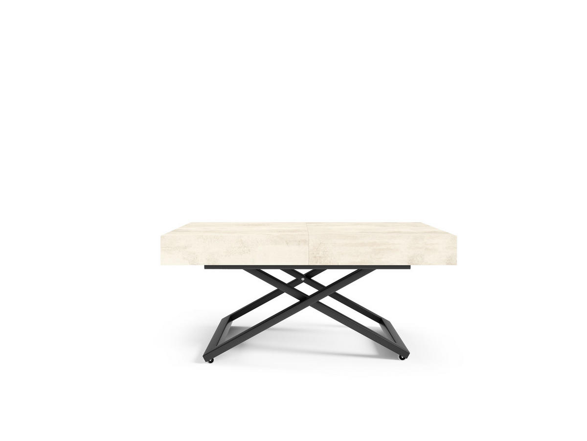 COUCHTISCH SANNA U - Goldfarben/Creme, Holzwerkstoff/Metall (80/120/27cm) - Meblini