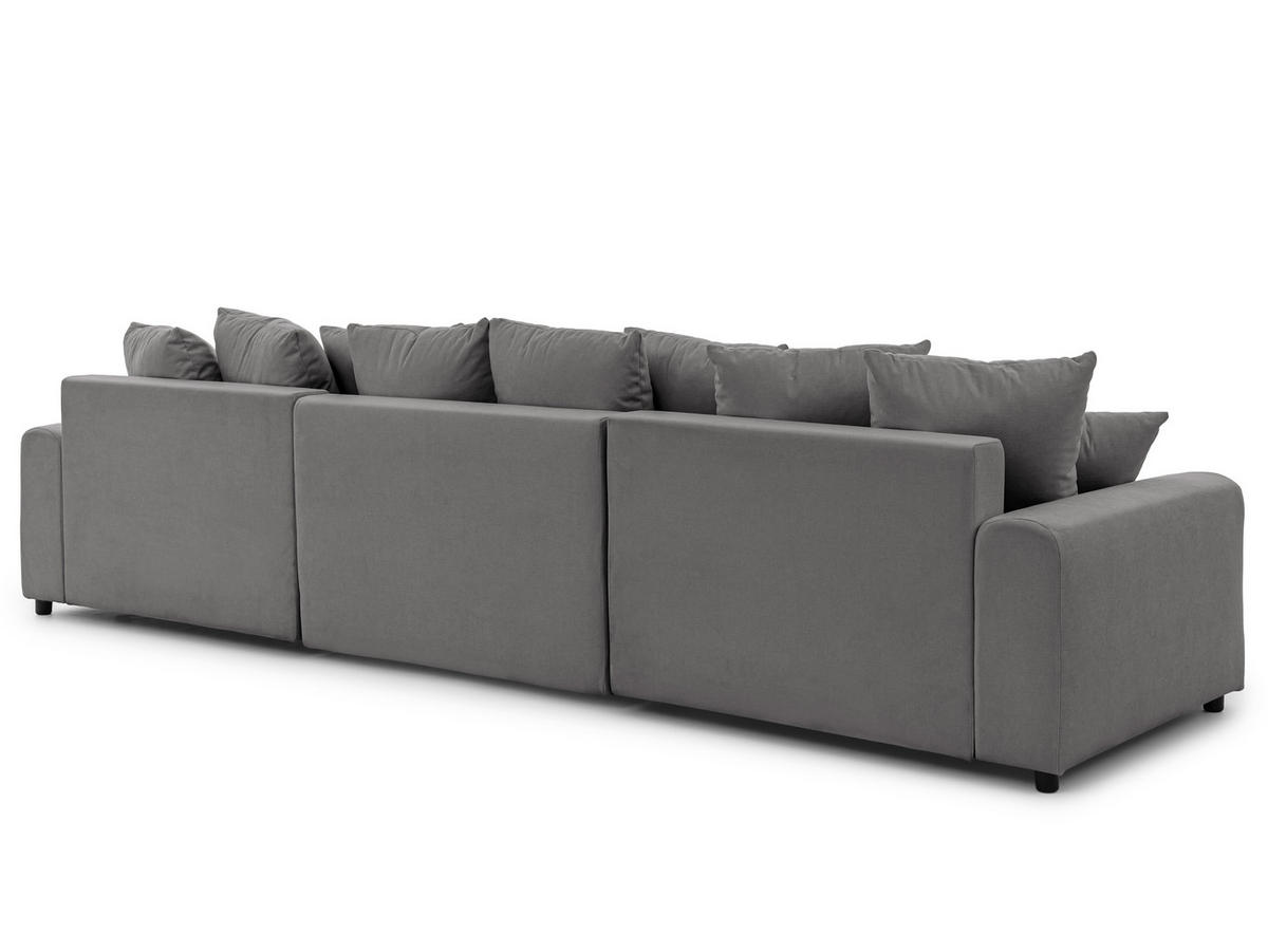 WOHNLANDSCHAFT Calma mit Schlaffunktion und Bettkasten im Bumpy-Design aus weichem Taupe Webstoff - Taupe/Schwarz, Holz/Textil (336/88/140cm) - S-Style