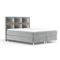 BOXSPRINGBETT Soto Grau 160/200 cm mit Latex-Topper - Silberfarben/Grau, Holz/Holzwerkstoff (160/200cm) - Maison de Reve