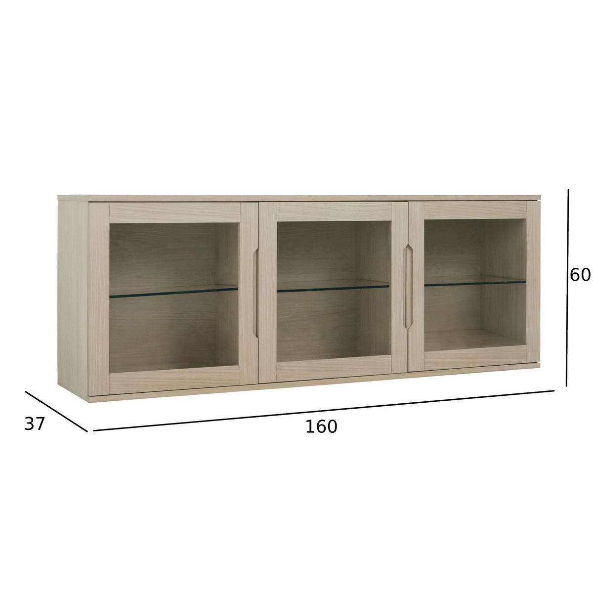 VITRINE Eiche bianco - Eiche Bianco/Eichefarben, Holzwerkstoff (160/60/37cm) - Furnhouse