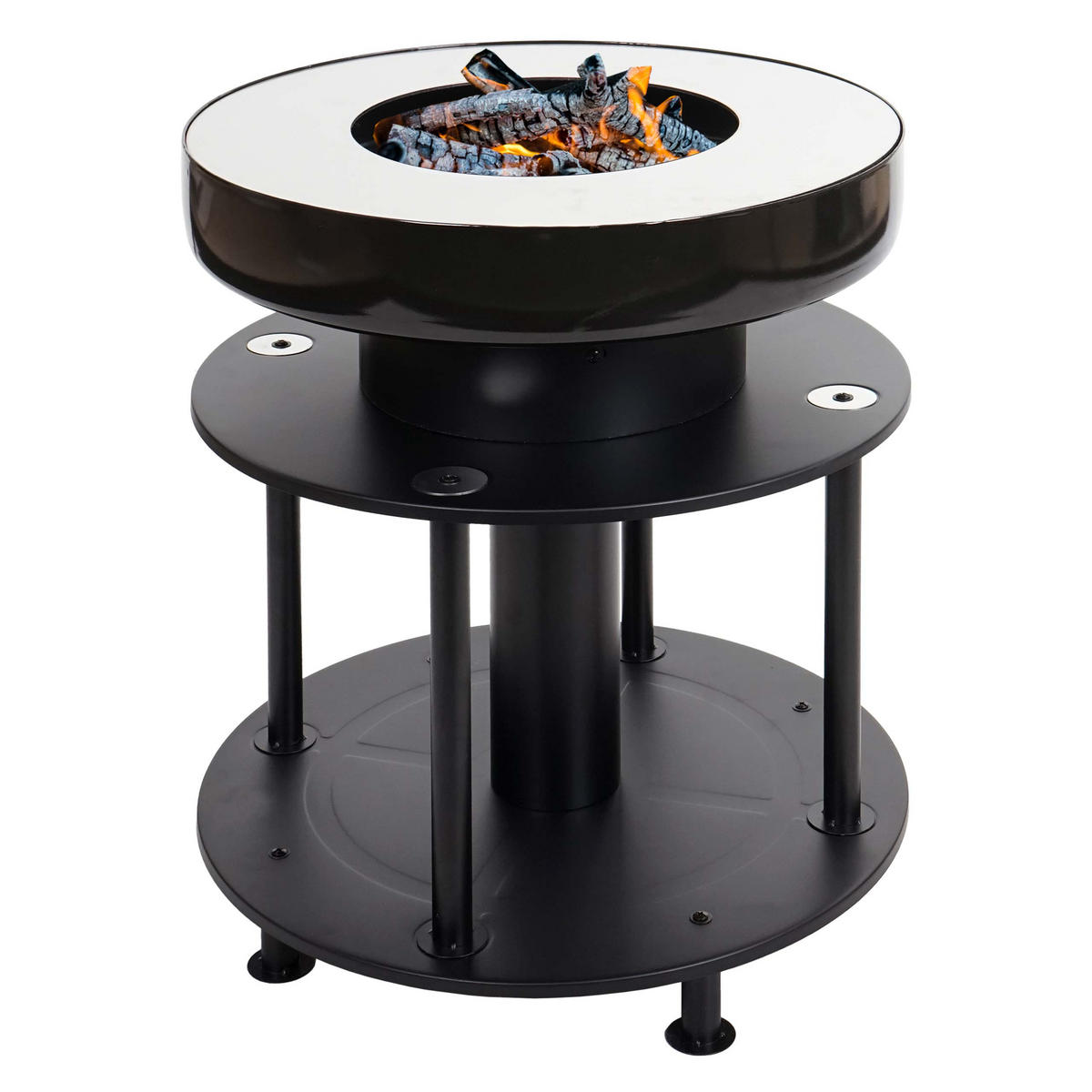 FEUERSCHALE MIT GRILL Schwarz - Schwarz, Metall (56/67/56cm) - MCW