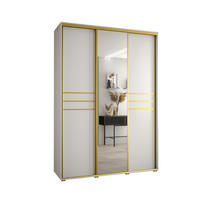 SCHWEBETÜRENSCHRANK 235,2/180/45 3-türig - Goldfarben/Weiß, Holz/Metall (180/235/45cm) - Abiks Möbel