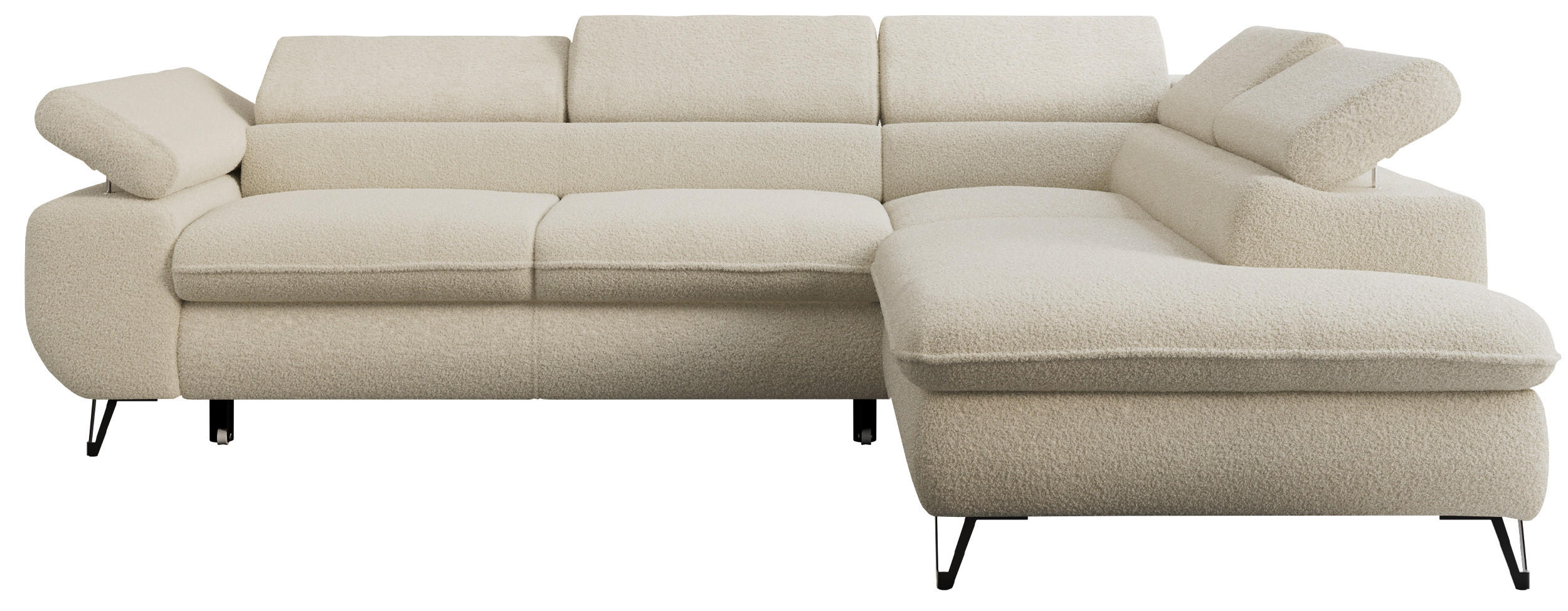 ECKSOFA PETER L Beige Boucle - Rechts Seite - Beige/Schwarz, Textil/Metall (273/208cm) - MKS