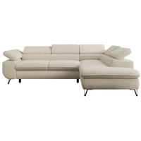 ECKSOFA PETER L Beige Boucle - Rechts Seite - Beige/Schwarz, Textil/Metall (273/208cm) - MKS