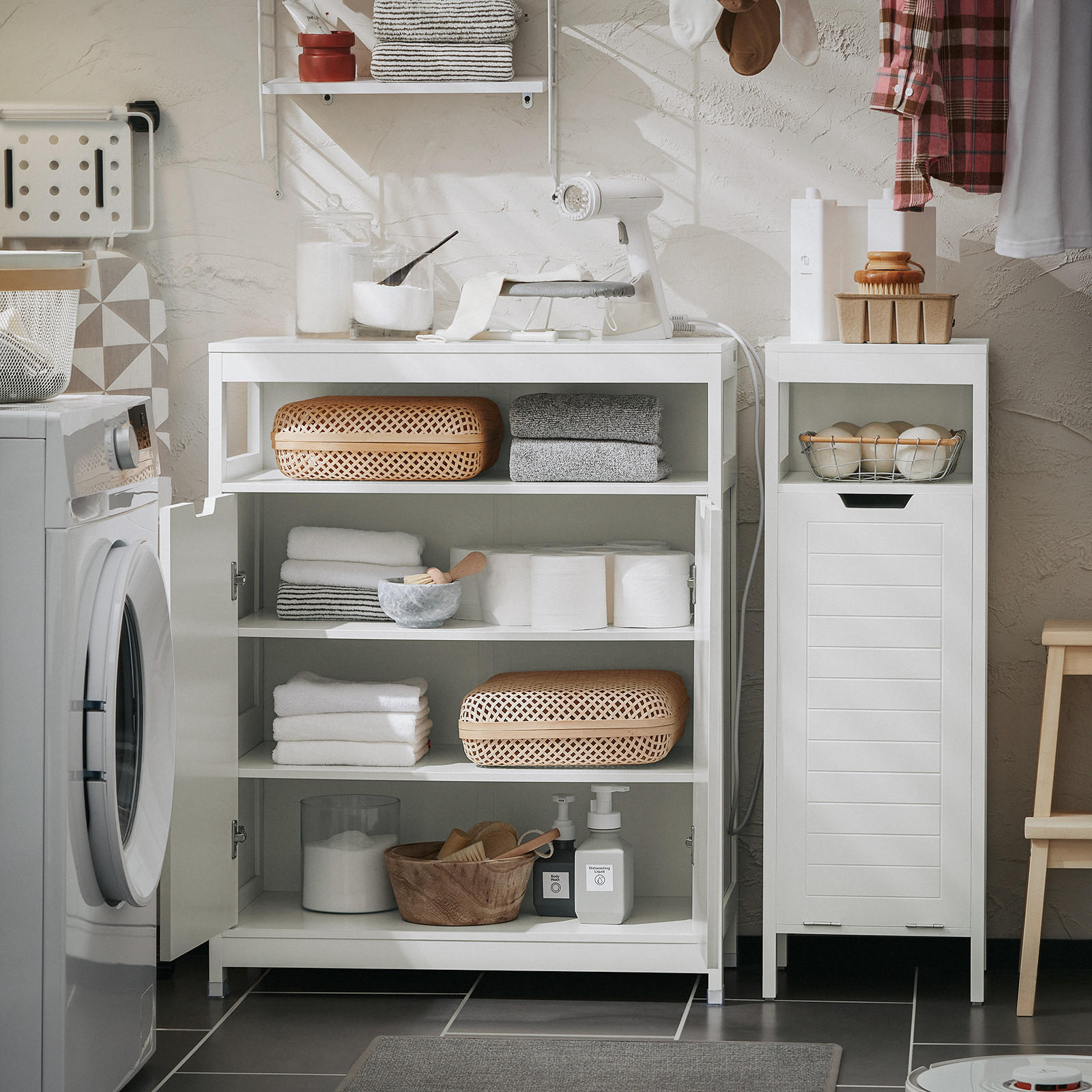 Thumbnail - SoBuy Badezimmerschrank, Weiß, Holzwerkstoff, 70x90x35 cm, Badezimmer, Badezimmerschränke, Midischränke