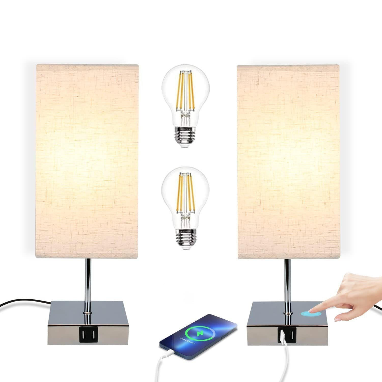 TISCHLEUCHTE Reutlingen(2er-set) 13/13/36 cm - Silberfarben, Textil (13/13/36cm) - Nettlife