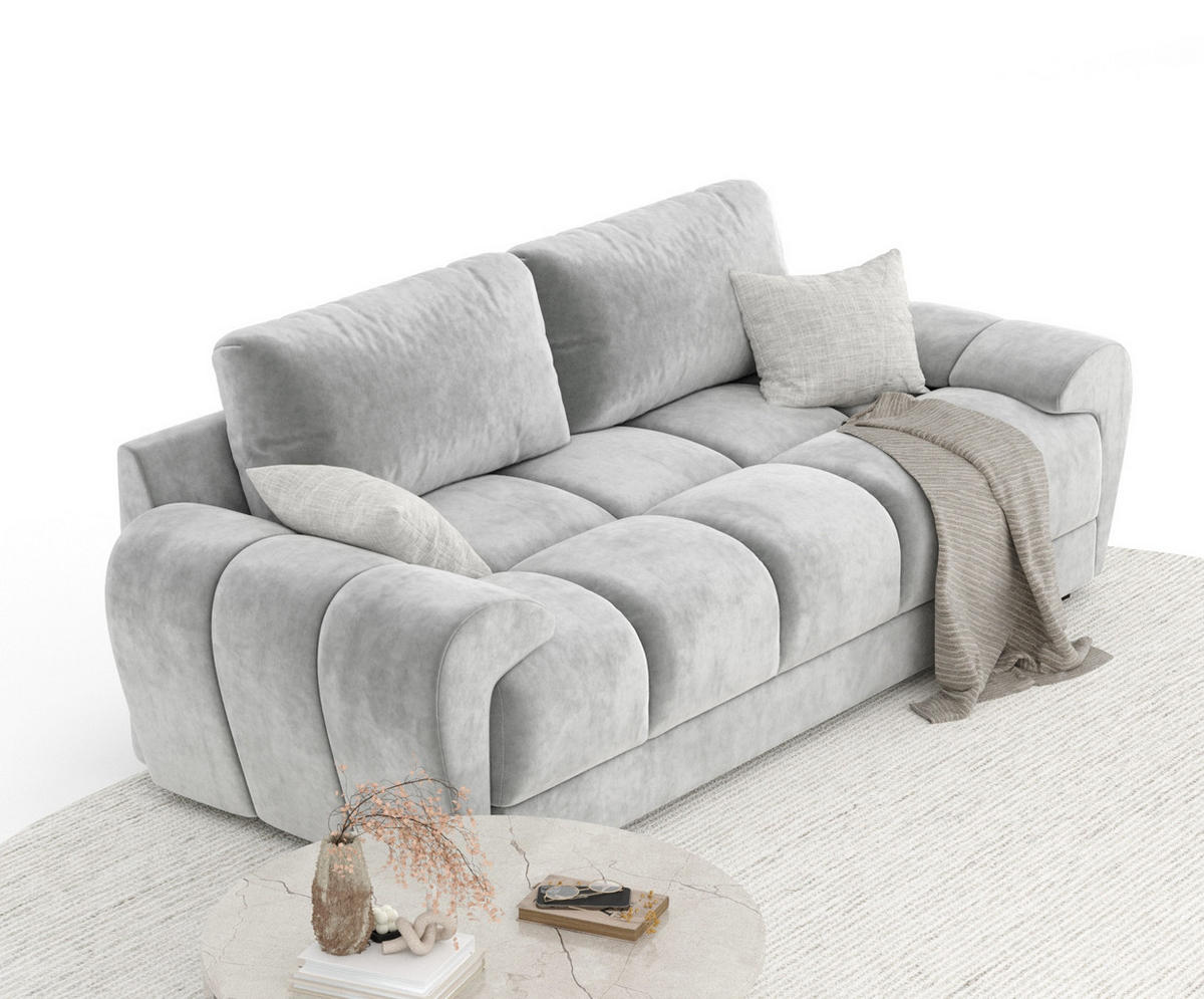 3-SITZER SOFA Peebles Creme Samtstoff - Creme/Schwarz, Holz/Holzwerkstoff (244/90/101cm) - Maison de Reve