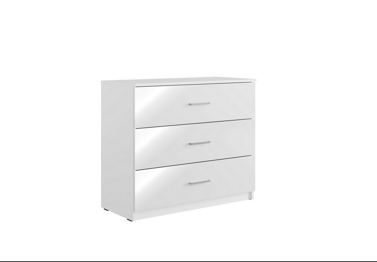 KOMMODE ALVORN 93/80,5/42cm mit 3 Schubladen Türen Weiß - Weiß, Holzwerkstoff (93/80.5/42cm) - MASSENO