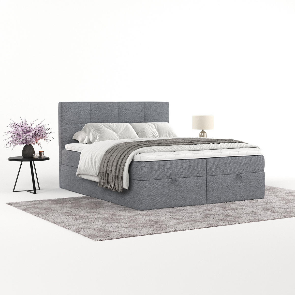 BOXBETT Velto 180/200 cm Grau im Neve Stoff - Schwarz/Grau, Holz/Holzwerkstoff (180/200cm) - AltaBeds