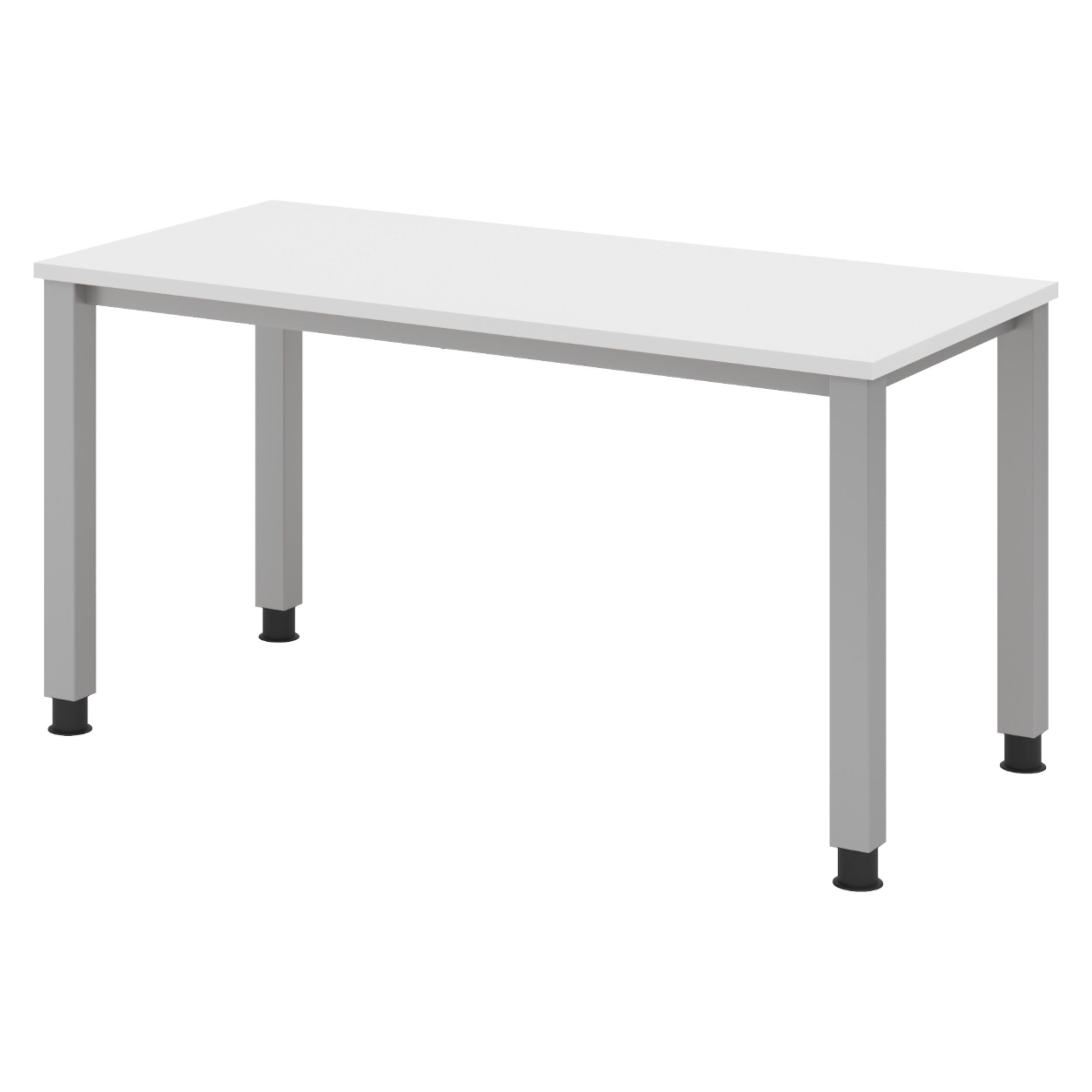 SCHREIBTISCH Serie-Q (Mini) 67,2/140/74 cm in Weiß/Silberfarben - Silberfarben/Weiß, Holzwerkstoff (67.2/140/74cm) - bümö