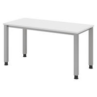 SCHREIBTISCH Serie-Q (Mini) 67,2/140/74 cm in Weiß/Silberfarben - Silberfarben/Weiß, Holzwerkstoff (67.2/140/74cm) - bümö