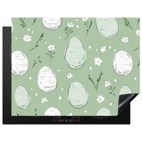 HERDABDECKPLATTE Grün - Eier - Muster Induktionsmatte 77x59 cm - Waldgrün, Kunststoff (77/59/0.2cm) - MuchoWow