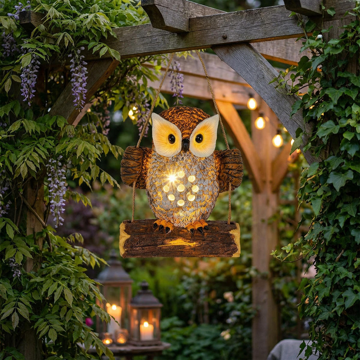 SOLARLEUCHTE LED Eule Kunststoff Braun, 2er Set - Braun, Kunststoff (14/8/17cm)