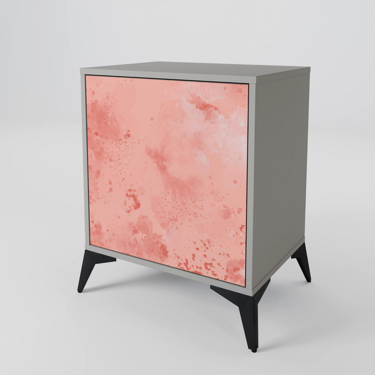 SIDEBOARD CRANE DANCE, Grau, 57,5x42x67,5 cm, Schwarze Metall-Rahmenfüße - Multicolor/Schwarz, Holzwerkstoff/Metall (57.5/67.5/42cm) - SpaceRebels