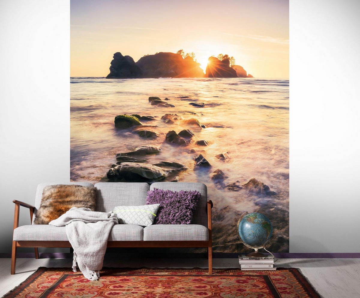 FOTOTAPETE Sonnenuntergang 200 x 250 cm - Beige, Papier (200/250cm) - Sanders & Sanders