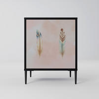 SIDEBOARD THE DELIQUESCE, Schwarz, 57,5x42x72,5 cm, Schwarze Metallfüße - Multicolor/Schwarz, Holzwerkstoff/Metall (57.5/72.5/42cm) - SpaceRebels