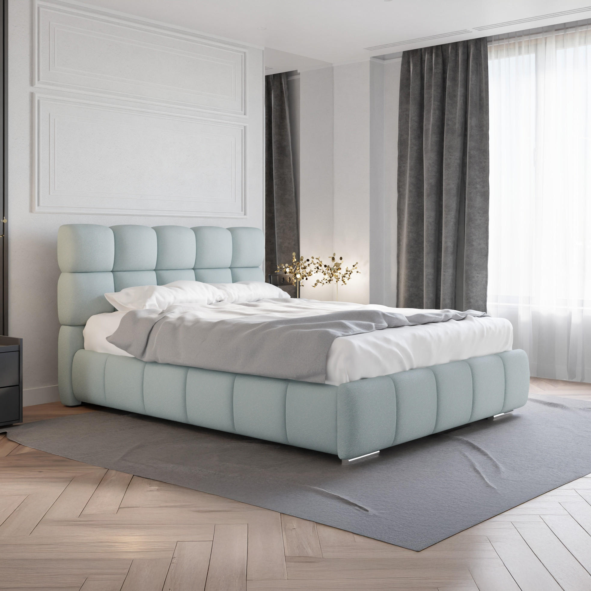 POLSTERBETT Bliss 140 x 200 cm mit Bettkasten und Lattenrost ohne matratze - blau - Blau, Holz (140/200cm) - Homesy