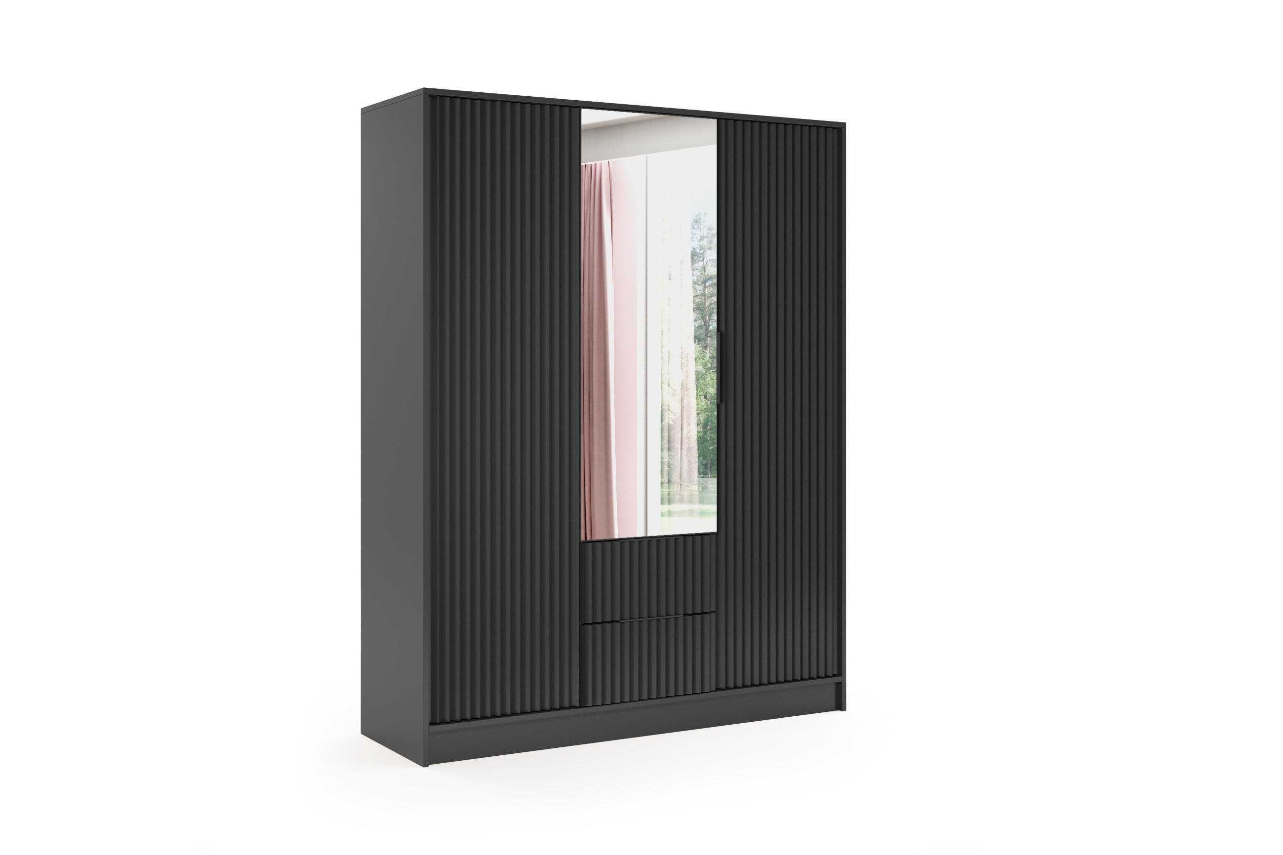 KLEIDERSCHRANK NOA - 150 cm - Schwarz - Schwarz, Holzwerkstoff (150/200/51cm) - ALTDECOR