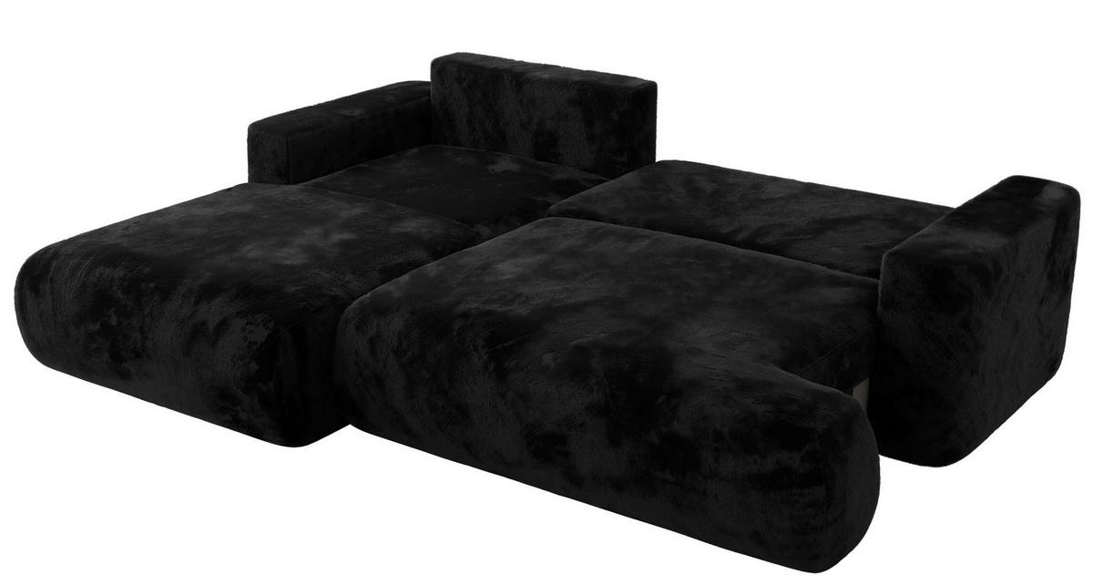 ECKSOFA OVO L Schwarz Plüsch - Links Seite - Schwarz, Kunststoff/Textil (271/195cm) - MKS