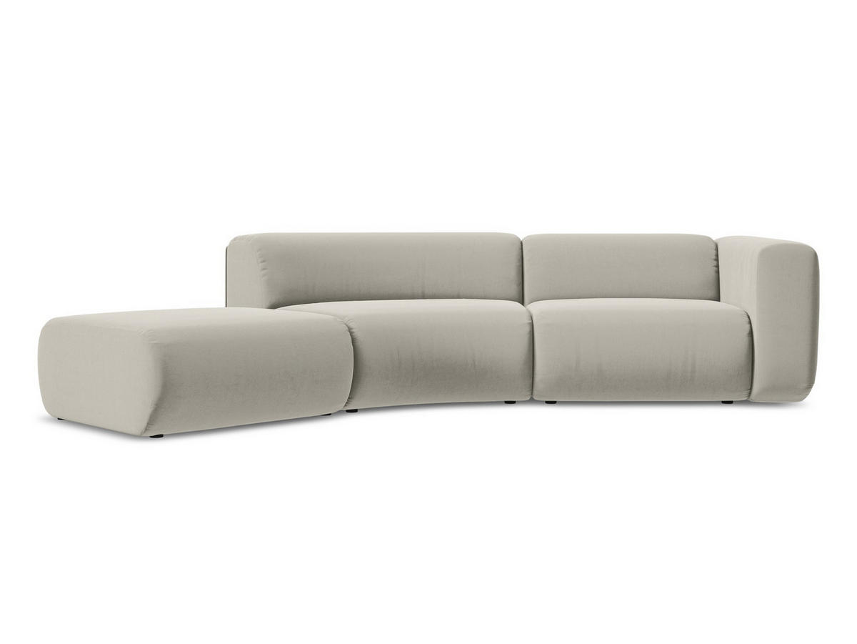 4-SITZER-SOFA Samt Stoff Creme - Perlmutt/Creme, Kunststoff/Textil (335/70/166cm) - Makamii