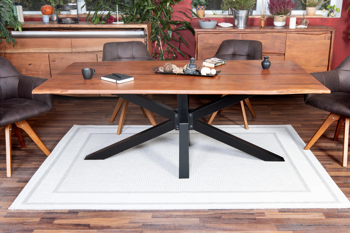 ESSTISCH POLLY - Beige/Schwarz, Holz/Metall (100/200/77cm) - SAM